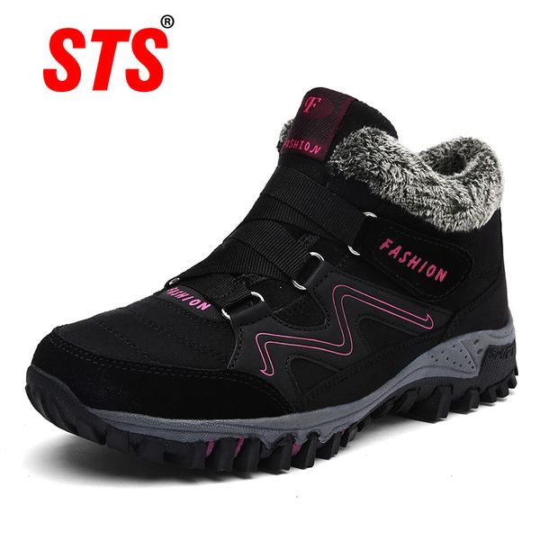 

sts brand new winter ankle boots women snow boots warm plush platform boot rubber work boots sneakers for women shoes safet 201020, Black