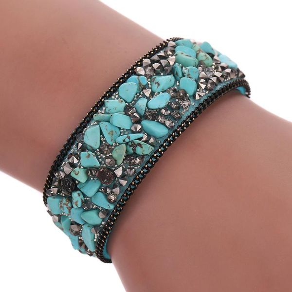 

women lady wide bracelet wrap velvet crystal detritus casual hand chain jewelry accessories hsj88, Golden;silver
