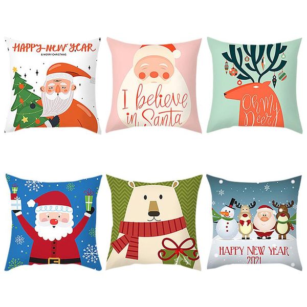 

santa claus christmas cushion cover merry christmas decorations for home 2020 xmas decor cristmas ornament noel navidad new year pillow case