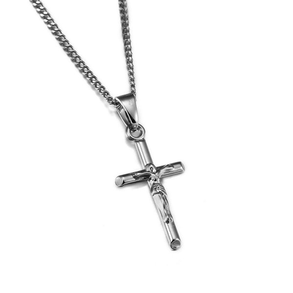 

18k gold silver mens cross necklace charm jesus pendant necklaces fashion hip hop jewelry stainless steel chain trendy for men
