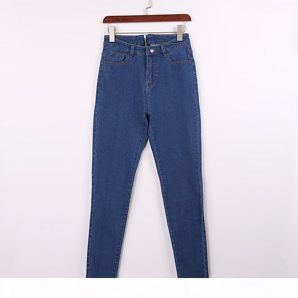 

spring new women back zipper design jeans denim blue pencil jeans high waist long pants slim skinny wear trousers