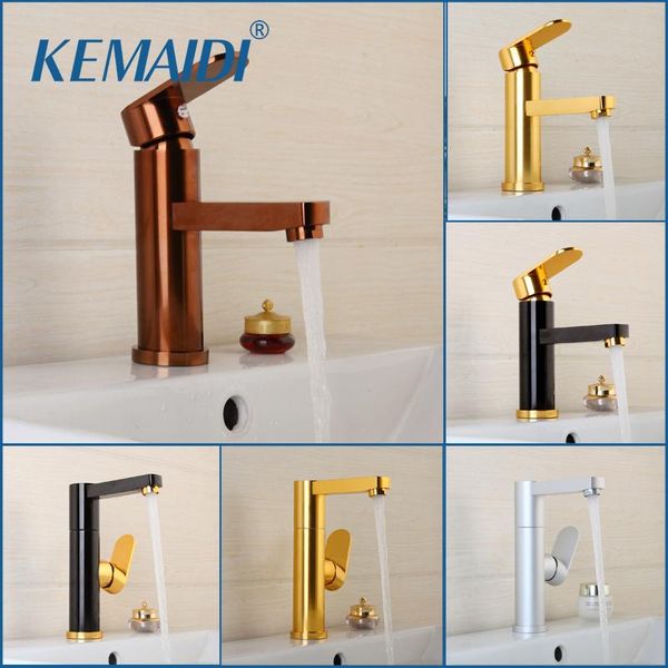 

kemaidi good quality bathroom basin faucet rose gold polished space aluminium metal materials single handle water tap faucets