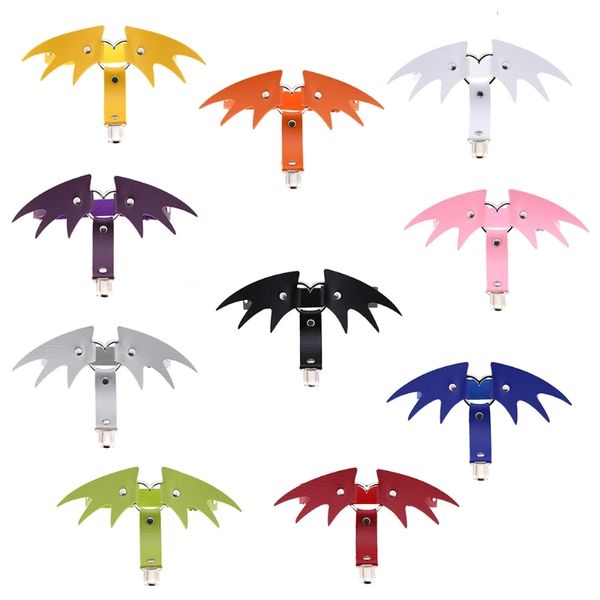 

women goth punk style faux leather garter belt metal heart halloween batwings adjustable thigh ring harness clubwear, Black;white