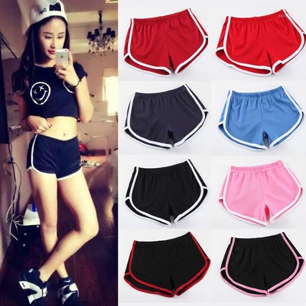 

yoga outfits women sport fitness shorts cotton mid-rise running female student summer beach clothes jogging1, White;red
