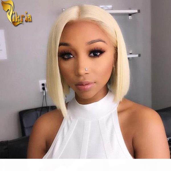 

blonde#613 bob lace front wigs human hair straight brazilian human hair short bob full lace wig with baby hair for black women 8~14inches, Black;brown