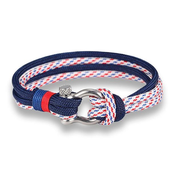 

new arrival fashion jewelry navy style sport camping parachute cord survival bracelet men with stainless steel shackl jllklk