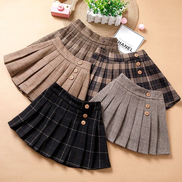 

foreign half children's pleated new autumn winter 2020 sle plaid versatile skirt girls' drs, Blue