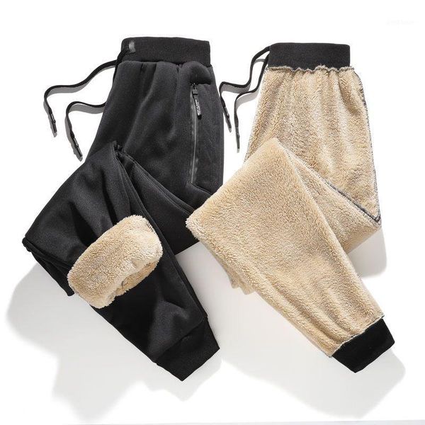 

yoga outfits mens thick fleece thermal trousers outdoor winter warm casual sports pants joggers plus velvet22z1, White;red