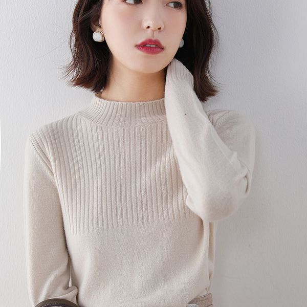 

2021 new women jumpers 100% wool knitted female standard long sleeve pullovers slim sweaters ko87, White;black
