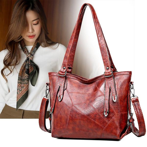 

luxury patchwork handbags women bags casual totes soft pu leather female shoulder bag for ladies designer handle bags bolsas