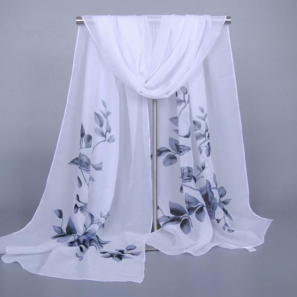 

fashion chiffon silk scarf muslim hijab print flower shawls bufandas mujer 2017 foulard women pareo beach scarves bandana wmtpzu, Blue;gray