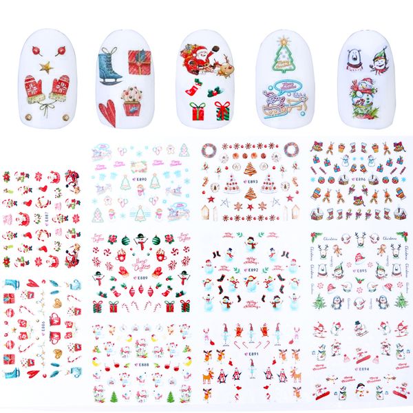 

nail 3d art stickers 11 christmas designs/set adhesive winter santa biscuits slider nails gel polish decal decoration tre886-996