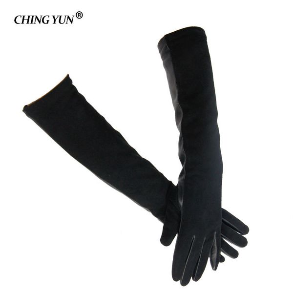 

ching yun winter lady fashion sheepskin leather gloves women genuine leather mittens female suede leather long gloves 201104, Blue;gray