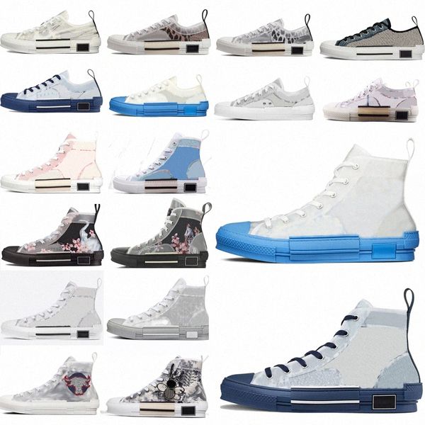 

2021 b23 b22 b24 designer sneakers obliques technical leather high low flowers platform outdoor casual shoes vintage size 36-4 576a#, Black