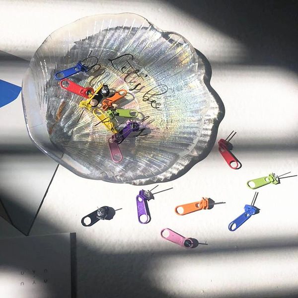 

stud punk cool zipper earrings for women fashion personality rock style earring girl unique funny party jewelry, Golden;silver