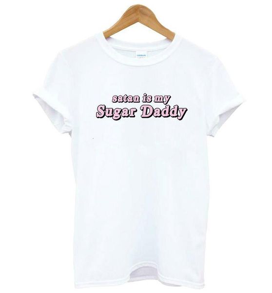

satan is my sugar daddy print women tshirt cotton casual funny t shirt for lady yong girl tee drop ship s-187, White