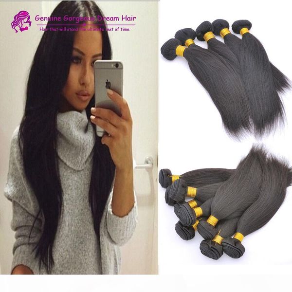 

100% unprocessed brazilian straight hair silky straight 3pieces weave natural color double weft human hair bundles 100g, Black