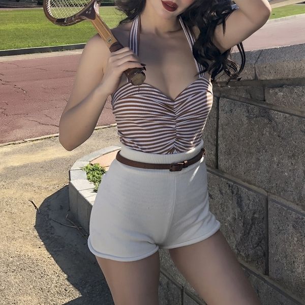 

2021 new woman clothes moors shown with a sling cotton short smooth shirt streetwear street style ajgp, White