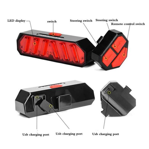 

promend wireless bike light brake bicycle rear light tail lamp smart usb rechargeable cycling accessories remote turn
