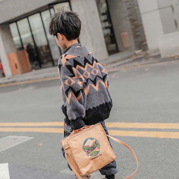 

autumn pullover wear 2020 sweater new children's mink boys' winter cashmere thickened nqvo, Blue