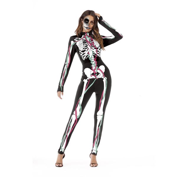 

halloween masquerade skeleton long sleeve jumpsuit qhl