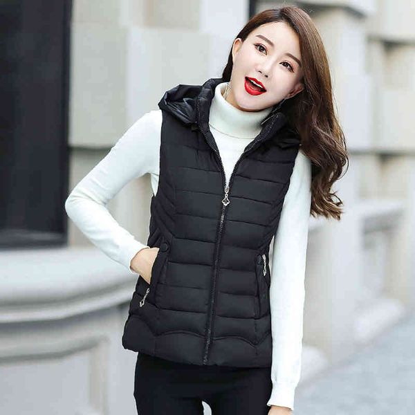 

women's vests slim autumn winter women hooded waistcoat short casual cotton padded sleeveless vest jacket solid female zipper ztu9, Black;white