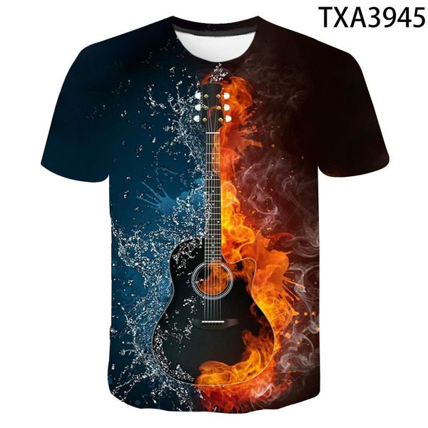

summer guitar boy girl printed cool 3d print shirts harajuku anime comics men clothing