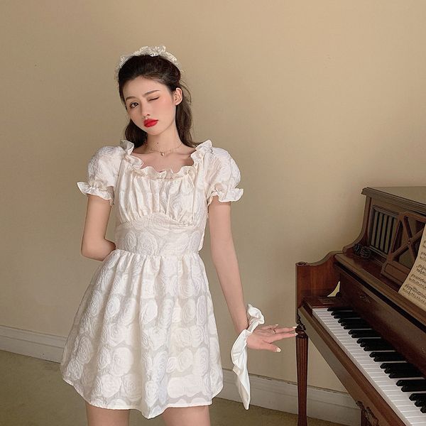 

2021 new polyester fibre autumn sweet retro french lotus neck thin temperament without back dressed in high female waist tied, Black;gray