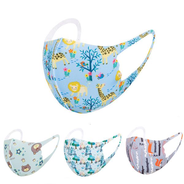 

face kids mask ice silk pm2.5 cartoon animal car printed dust washable reusable mask protective children fashion shield
