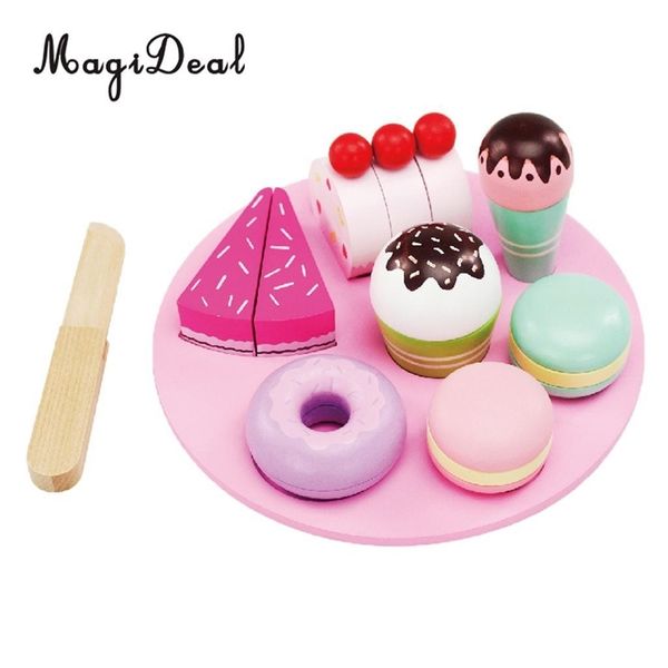 

simulation wooden sticky ice cream doughnuts macaron desserts set kitchen food playing kids pretend play toy early learning y200428
