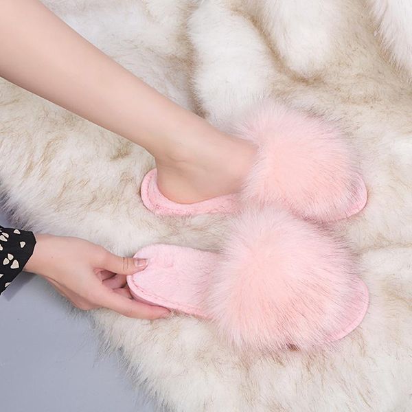 

зима женщины дом тапочки теплая шерсть меха главная обувь женский слип на flats ladies слайды open toe pink плюшевые дома furry тапочки, Black