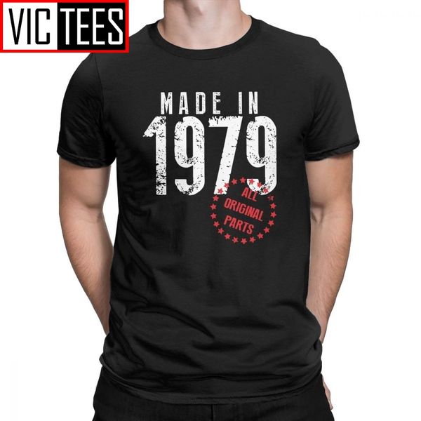 

sport man's made in 1979 all original parts birthday t-shirts novelty crew neck pure cotton tee shirt black t shirt
