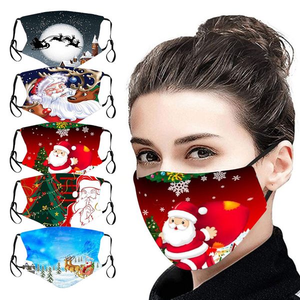 

designer christmas santa claus 3d digital printing face mask dustproof ice silk washable party mask