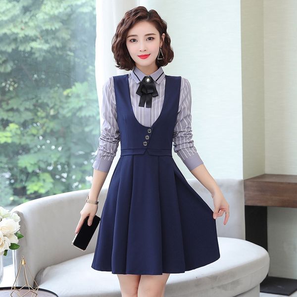

korean dress new kindergarten professional dress large size slim skirtvest vest skirt skirt suit for women glbkx, Black;gray