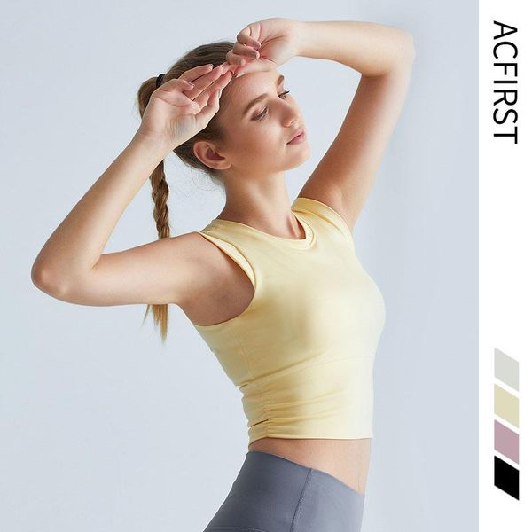 

gym clothing acfirst autumn women bra breathable yellow padded sports bras yoga athletic running fitness workout sport, White;black