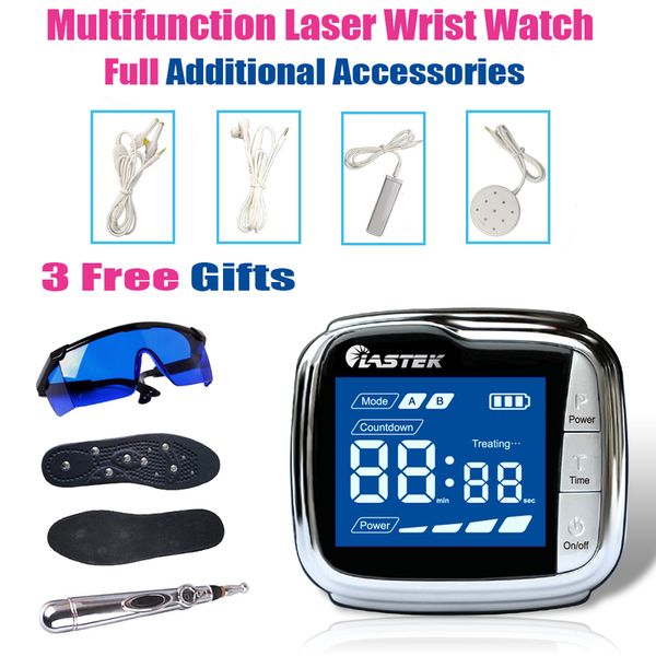 

lastek multifunction therapy device full accessories pain relief pharyngitis diabetics hypertension laser wrist watch gifts