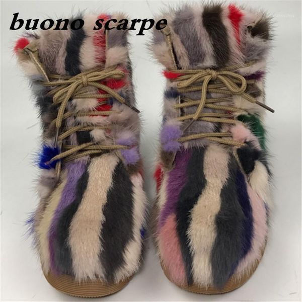 

boots winter mink lace-up flat non-slip short tube thickened fur snowshoes wolf warriors women's boots1, Black