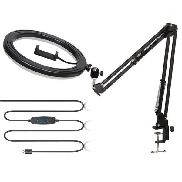 

flash heads overhead ring light with adjustable rotation flexible stand circle deskclamp for tiktok livestreaming pography1
