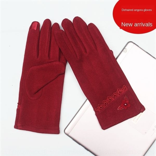 

korean cute olayb women's style thin winter autumn bicycle and rabbit hand-repairing temperament driving gloves velvet i