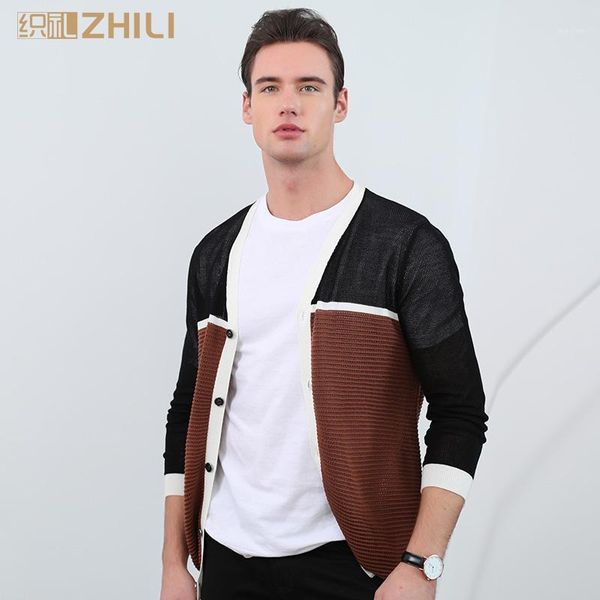 

zhili men's slim fit cardigans v-neck button down thin knit cardigan1, White;black