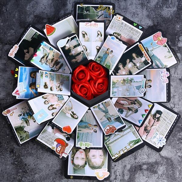 

gift wrap creative surprise explosion po bomb box diy scrapbook hexagonal love note exploding birthday valentine's day gift1