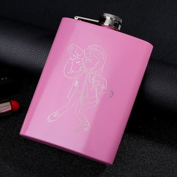 

8oz woman outdoor convenient hip flask stainless steel rose red wine bottle english letter patterns flagons fashion 13dy l1
