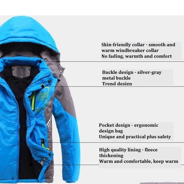 

2020 new winter children jacket for boy kids warm teenage coat kids fleece windbreakers water proof korean clothes lj201130, Blue;gray