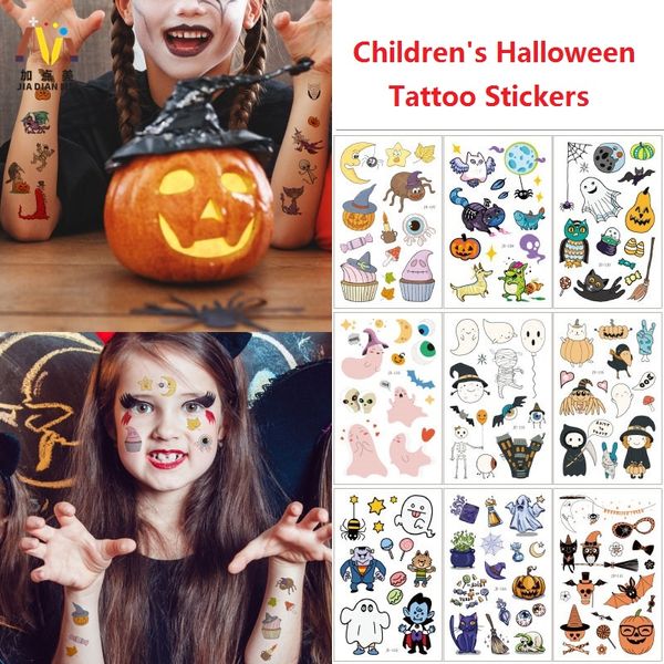 Cartoon Hallowoon Tattoo For Kid Fake Tatoo Bambini Halloween Body Art Adesivo tatuaggio temporaneo impermeabile Saint's Day