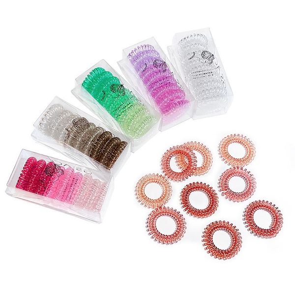 

9pcs/set candy color women elastic spiral coil hair ties ponytail holders phone cord hair ring accessories scrunchie