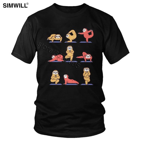 

funny sloth yoga cool short sleeve pure kawaii animal tee summer streetwear slim fit urban tshirt sport hooded sweatshirt hoodie men t shirt