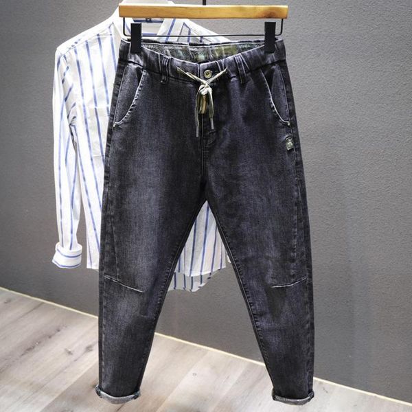 

men's jeans 2021 fall black and gray for men with elasticized waistbands loose trends 28-36 sizecasual pants, Blue