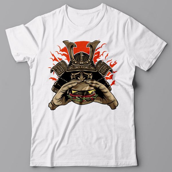 

print funny graphic t shirt samurai burger japan anime ronin, gift idea for men summer style t shirt men sport hooded sweatshirt hoodie