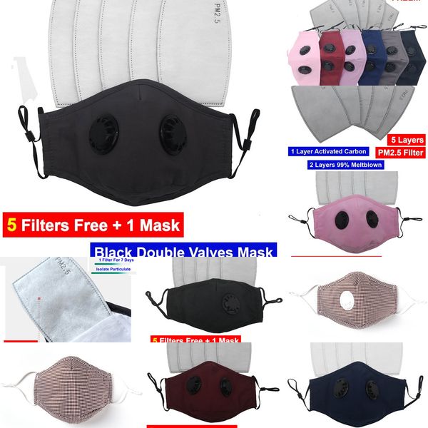 

factory 5 pcs pm2.5 filters 1 cotton reusable washable with actiivated carbon filter face mask 2 pkgns