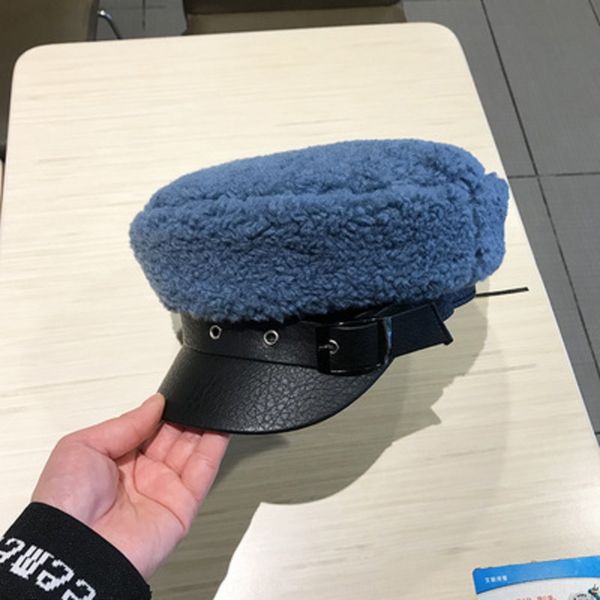 

rheek hat женская теплая из волос ягненка морская плоская шляпа шляпа берета кепка осень зима британский берет корейская универсальная плоск